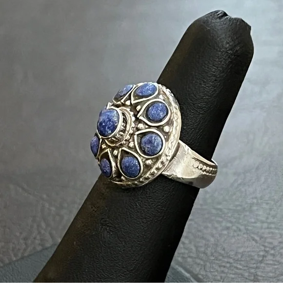 Vintage sterling silver and sodalite dome ring - Picture 5 of 9